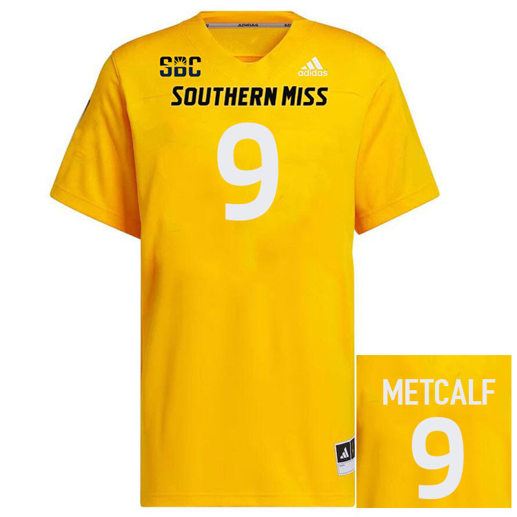 Southern Miss Golden Eagles #9 Elijah Metcalf Football Jersey Stitched-Gold